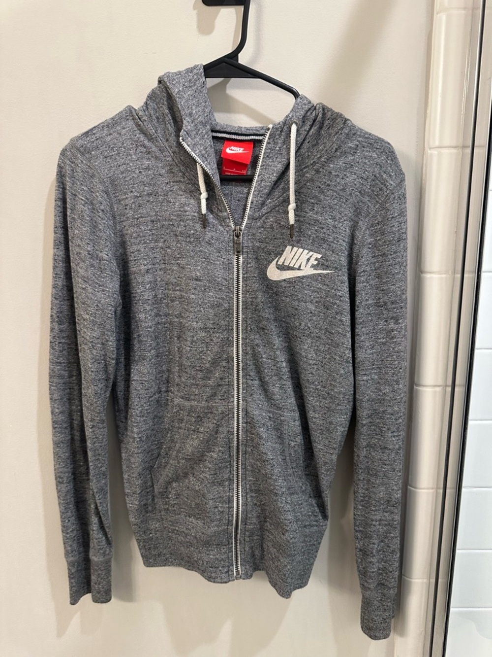 Nike Women Gray Full-Zip Hoodie Sweater